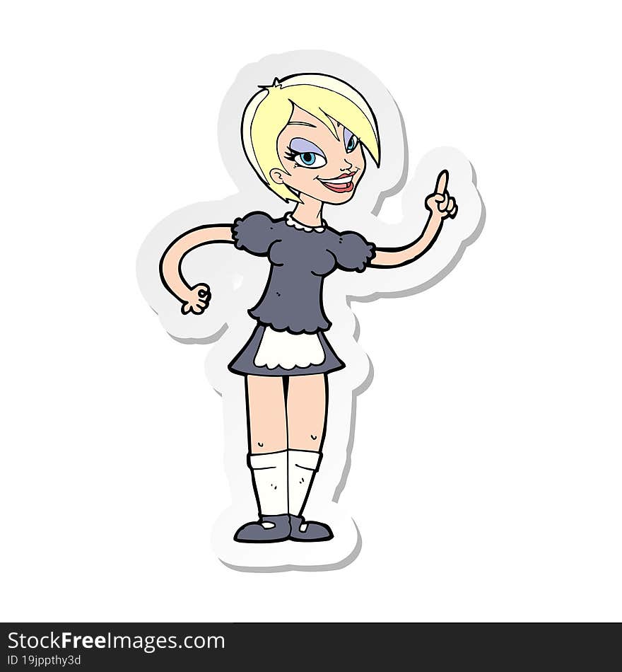 Sticker Of A Cartoon Waitress Taking Order