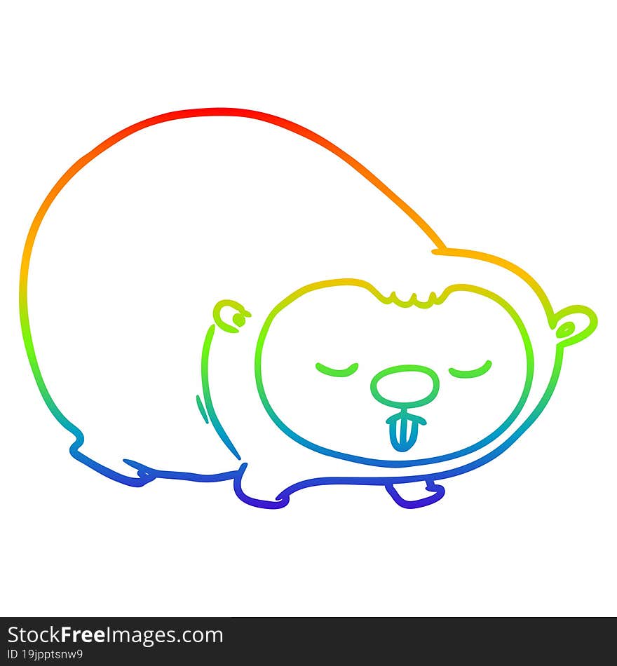 rainbow gradient line drawing cartoon wombat