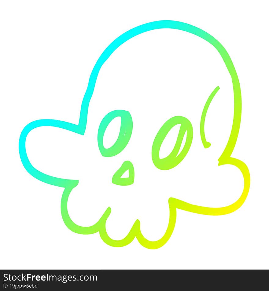 cold gradient line drawing cartoon halloween skull