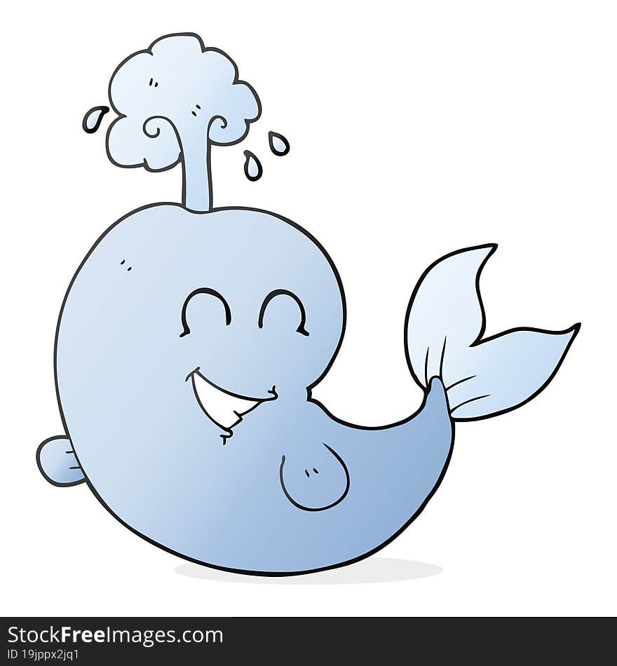 freehand drawn cartoon whale spouting water