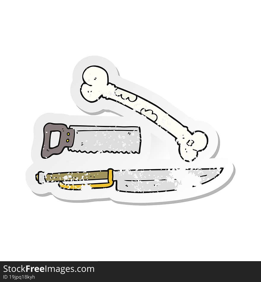 retro distressed sticker of a cartoon knife