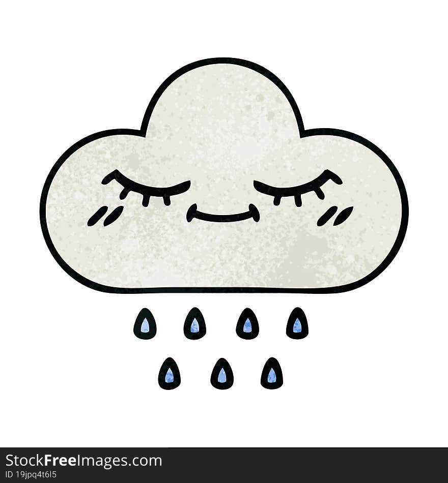 Retro Grunge Texture Cartoon Rain Cloud