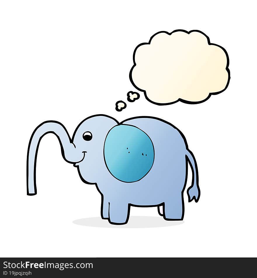 Cartoon Elephant Squirting Water With Thought Bubble