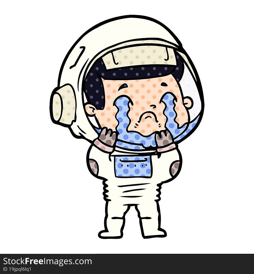 cartoon crying astronaut. cartoon crying astronaut