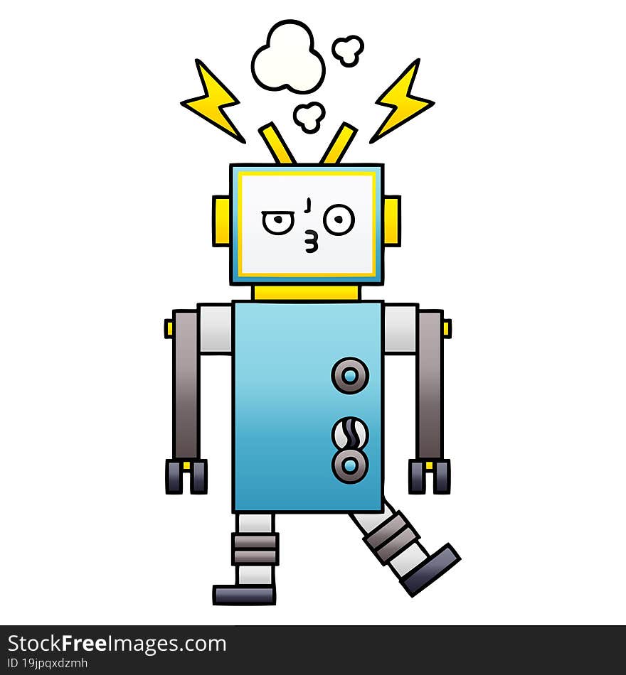 Gradient Shaded Cartoon Robot