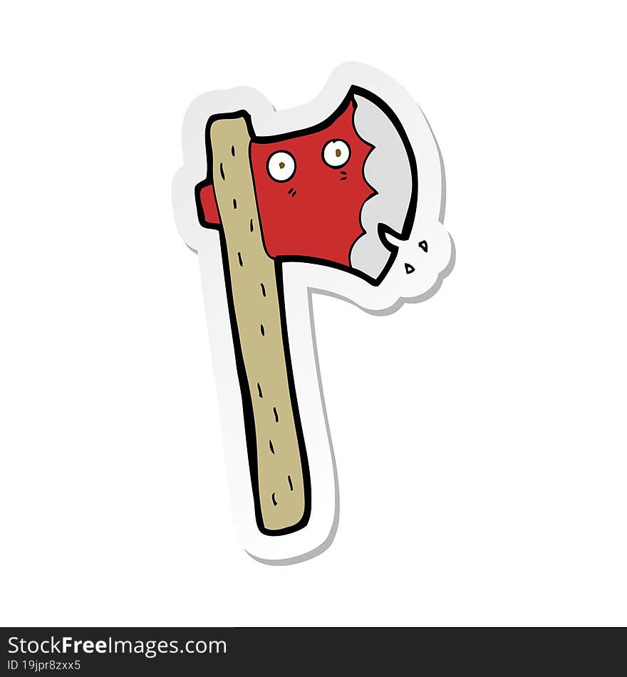 sticker of a cartoon axe