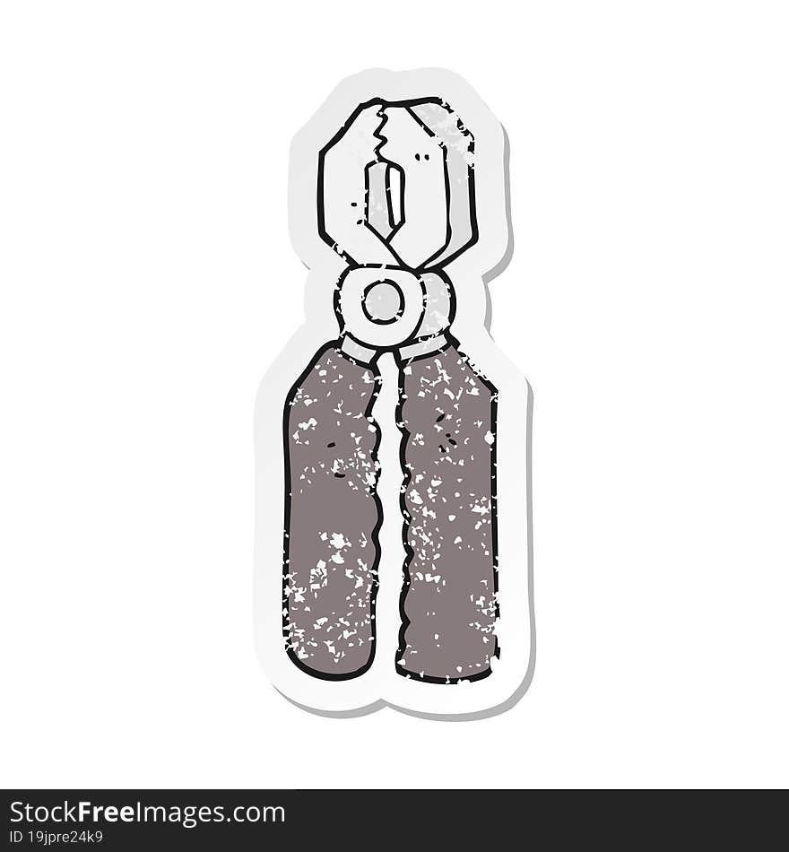 Retro Distressed Sticker Of A Cartoon Pliers