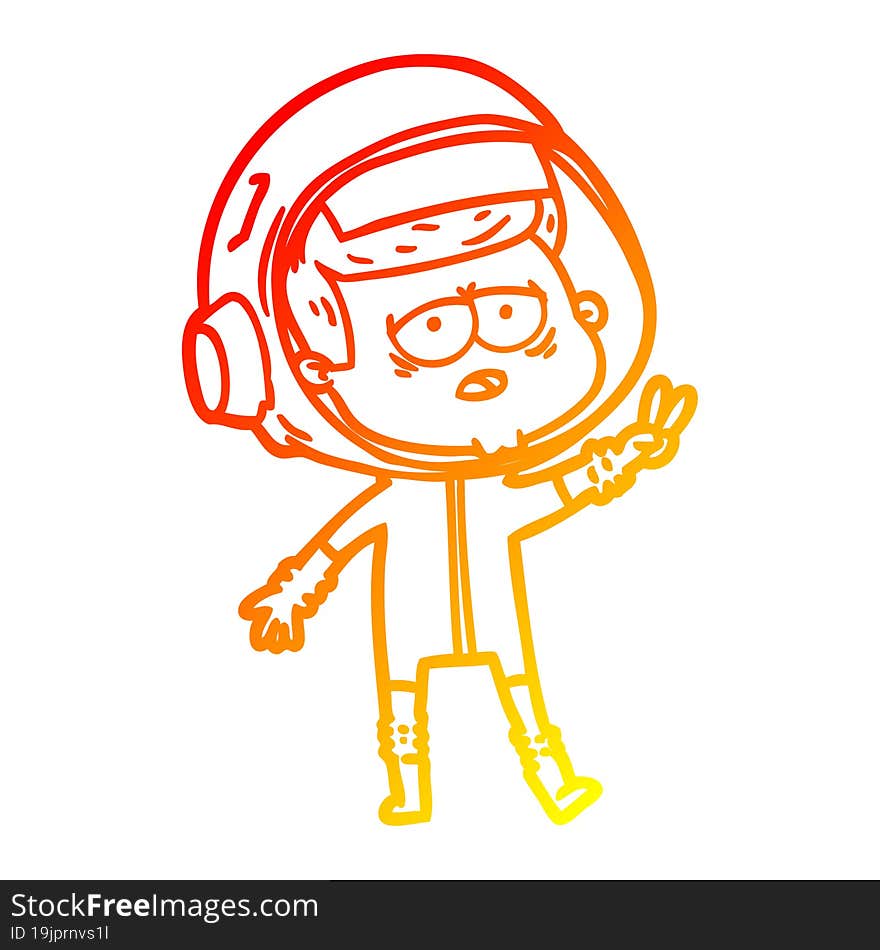 warm gradient line drawing cartoon tired astronaut