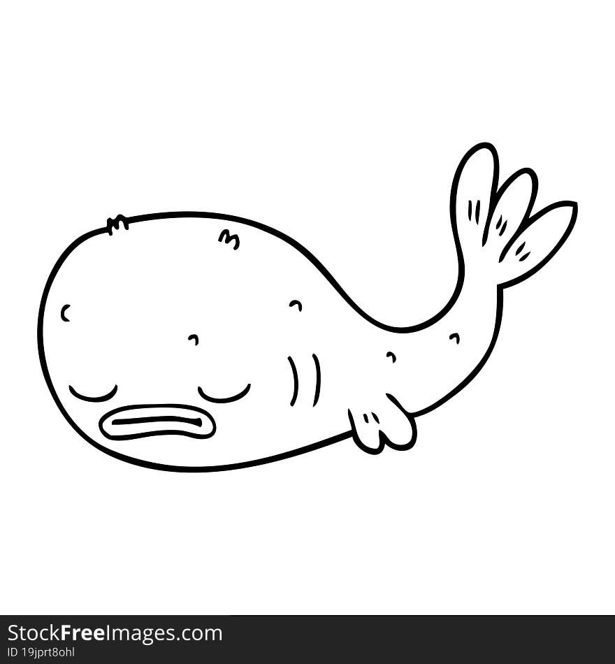 Line Drawing Cartoon Of A Fish