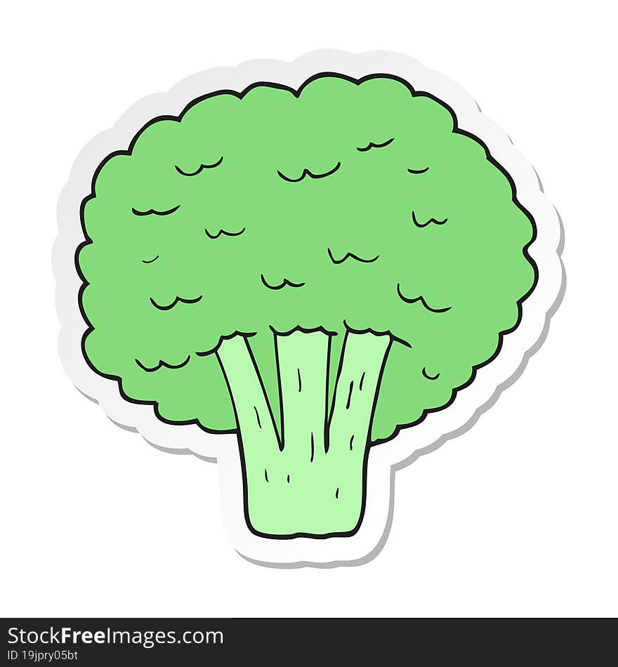 Sticker Of A Cartoon Broccoli