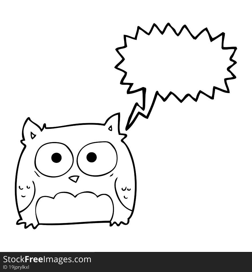 freehand drawn speech bubble cartoon owl