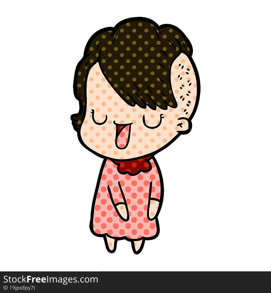 cute cartoon girl with hipster haircut. cute cartoon girl with hipster haircut