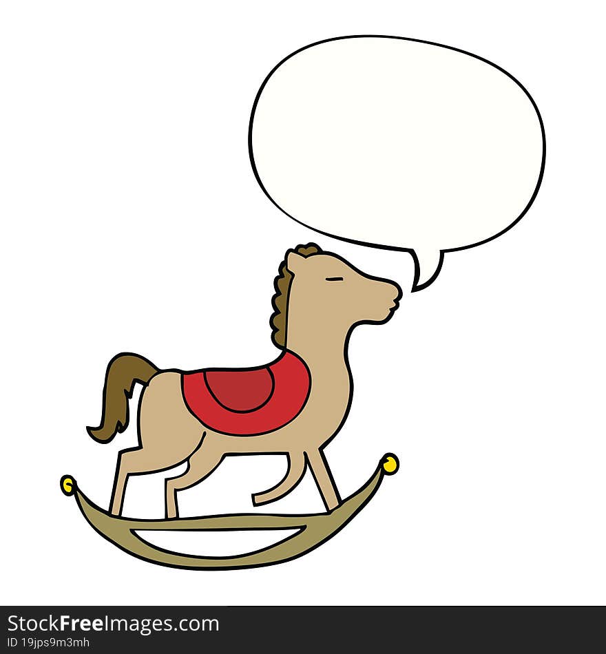 cartoon rocking horse and speech bubble