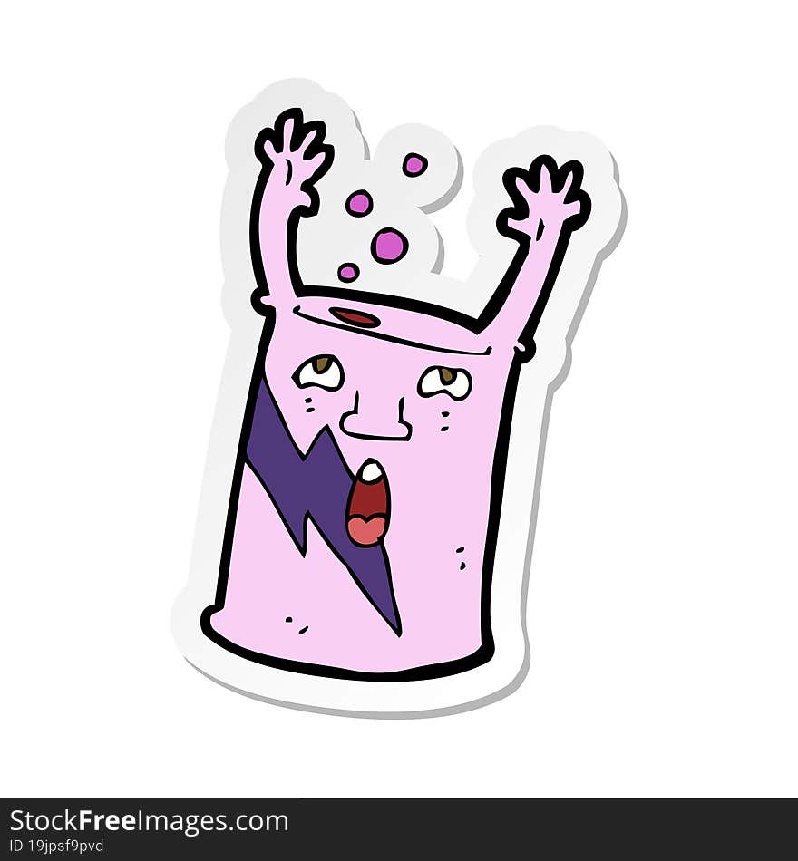 Sticker Of A Cartoon Soda Can Character