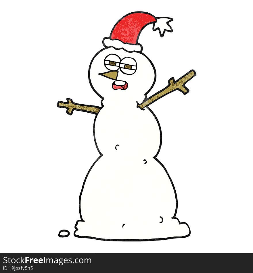 Textured Cartoon Unhappy Snowman