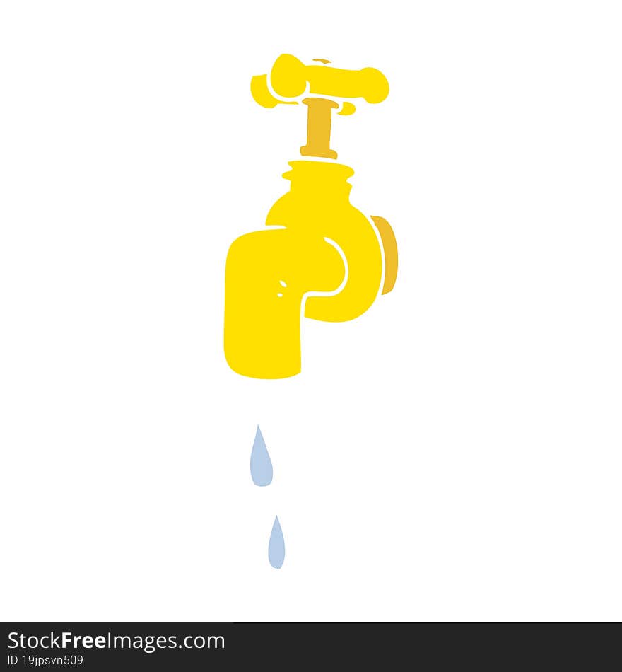 flat color illustration of a cartoon dripping faucet