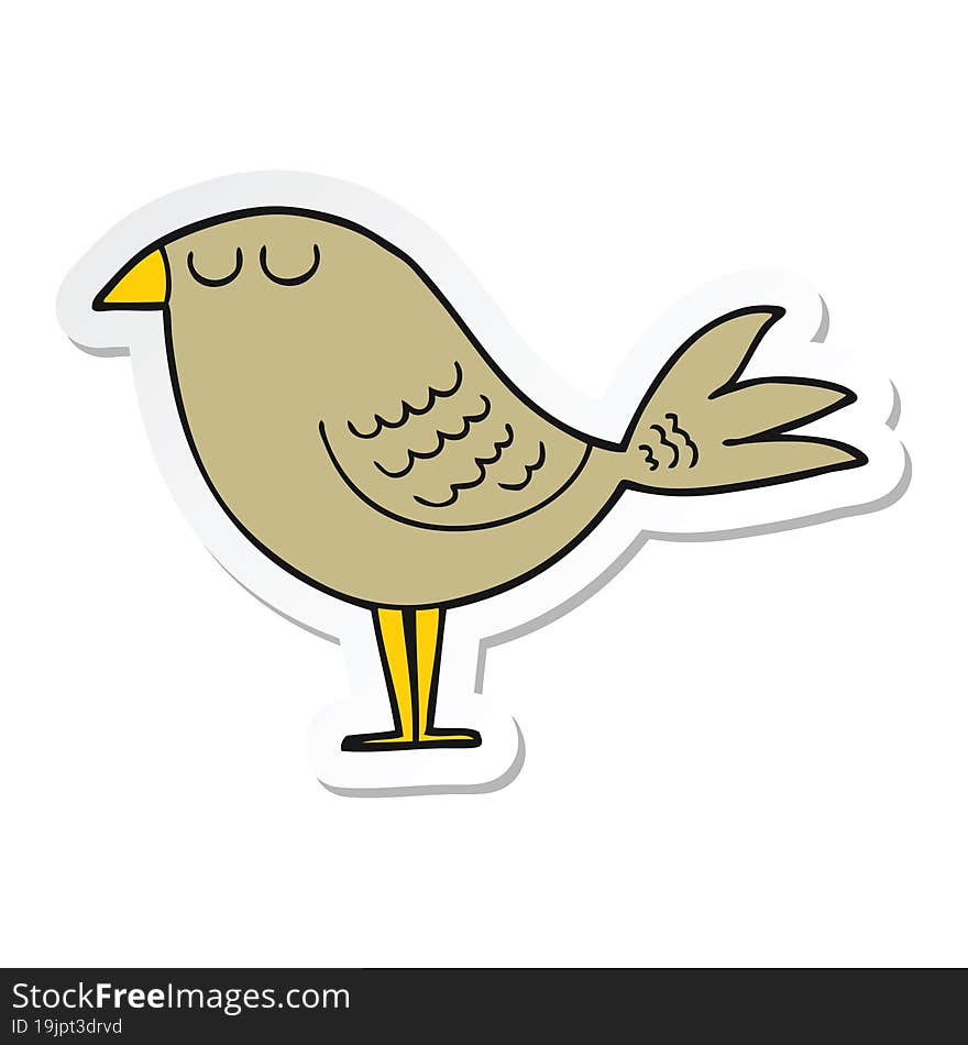 Sticker Of A Cartoon Bird