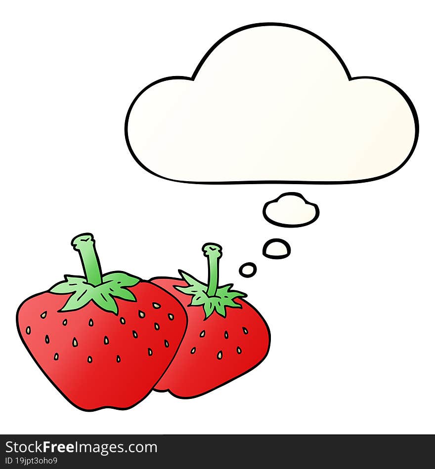 cartoon strawberry and thought bubble in smooth gradient style