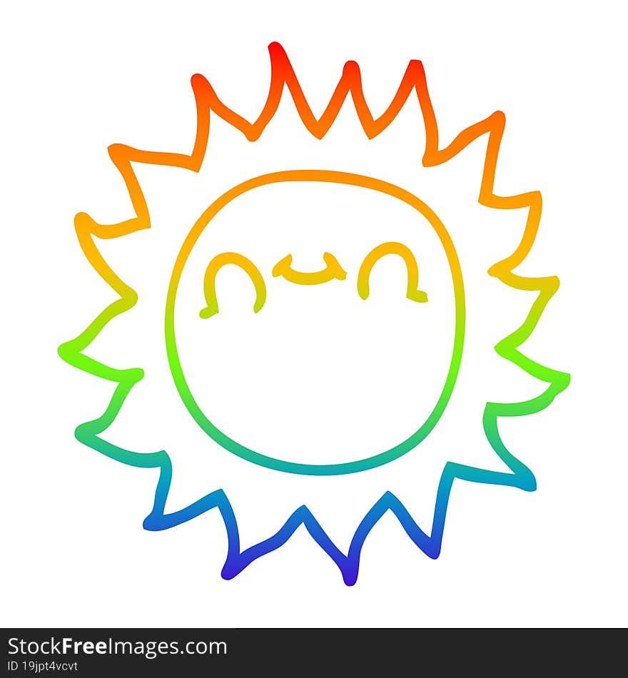 rainbow gradient line drawing cartoon sunshine