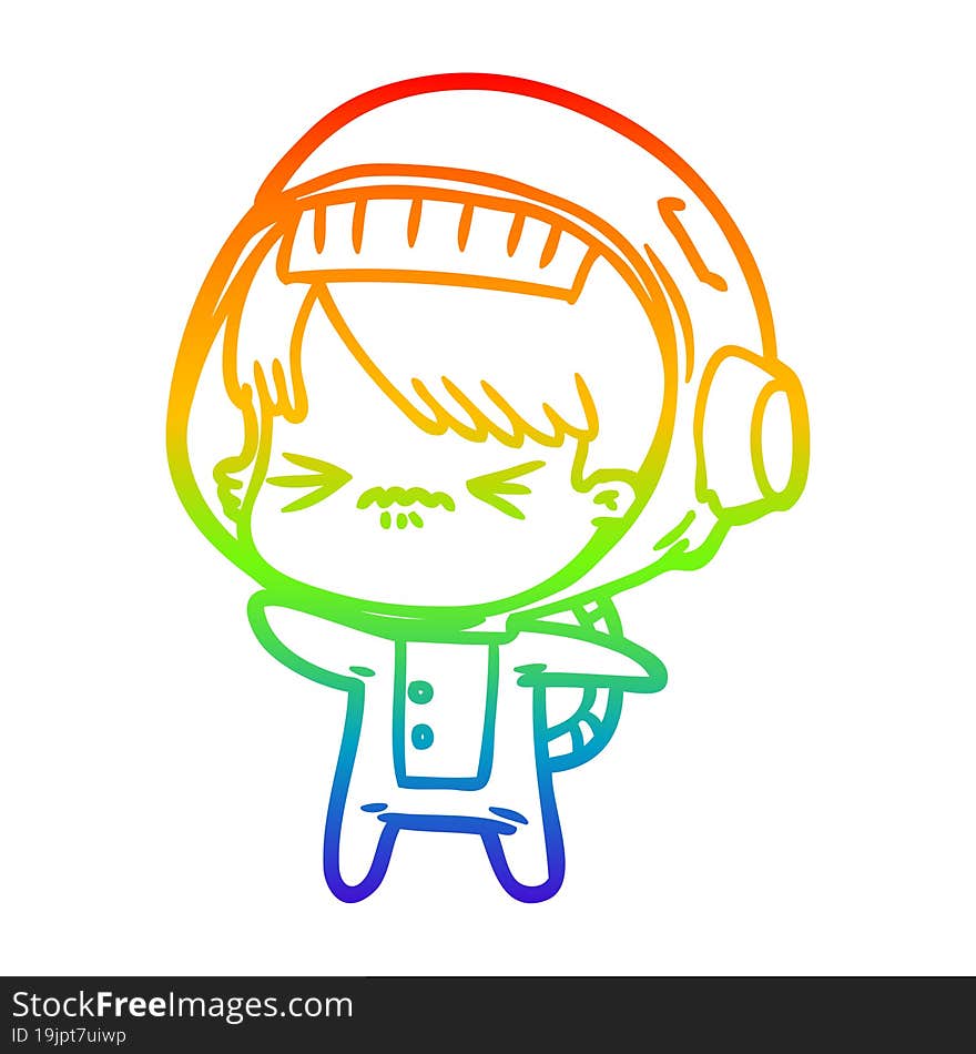 rainbow gradient line drawing angry cartoon space girl