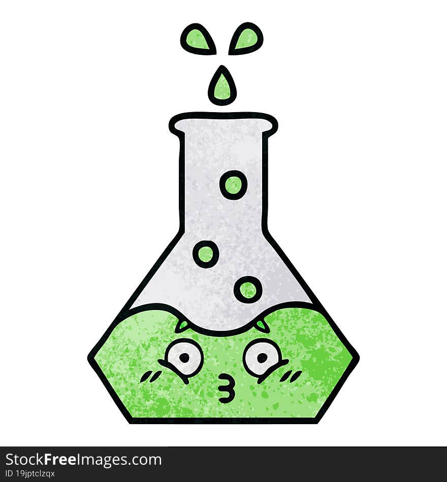 retro grunge texture cartoon science beaker