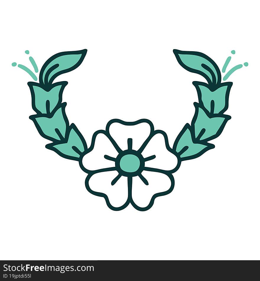 Tattoo Style Icon Of A Decorative Flower