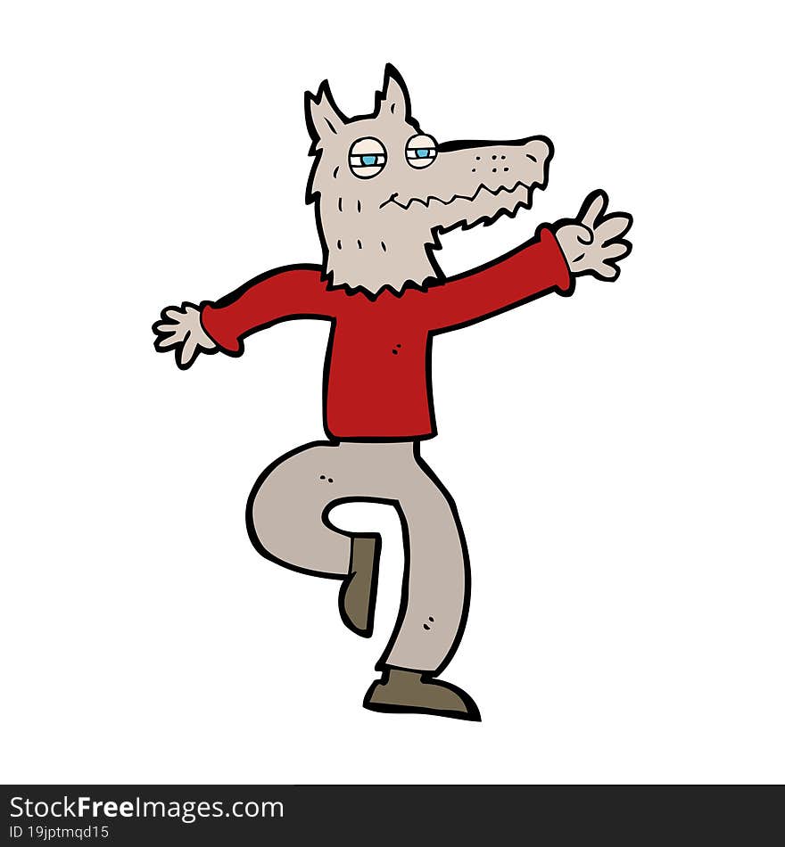 cartoon happy wolf man