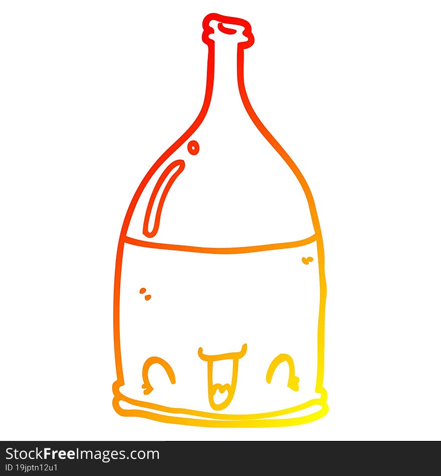 warm gradient line drawing cartoon wine bottle