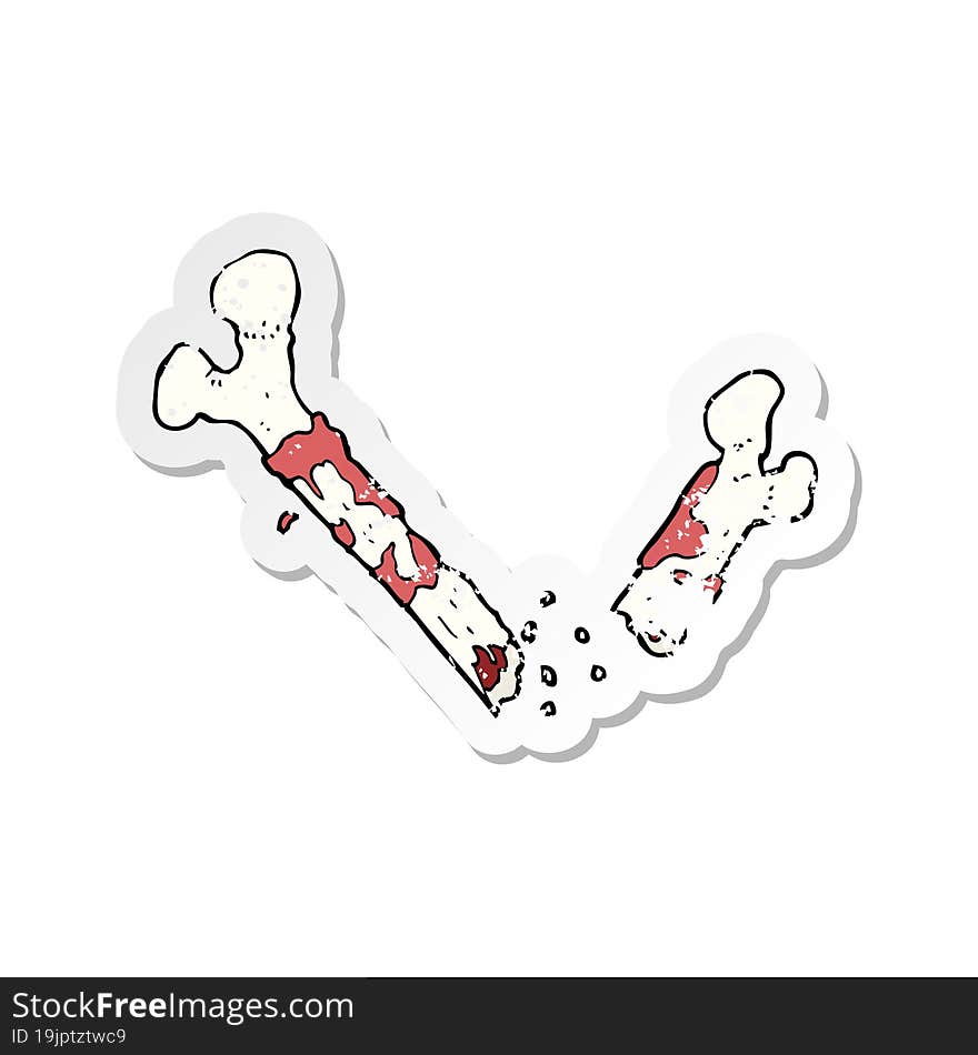 retro distressed sticker of a gross broken bone cartoon