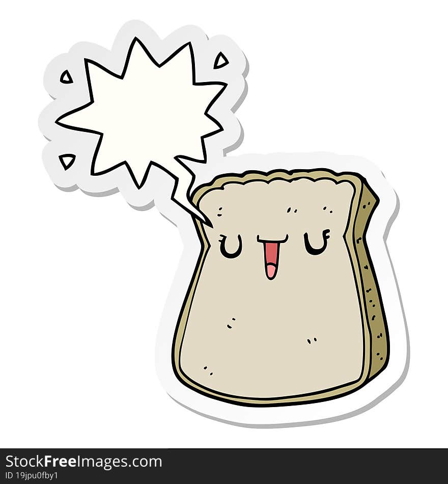 cartoon slice of bread and speech bubble sticker