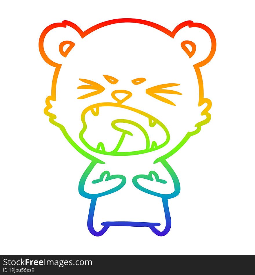 rainbow gradient line drawing angry cartoon bear