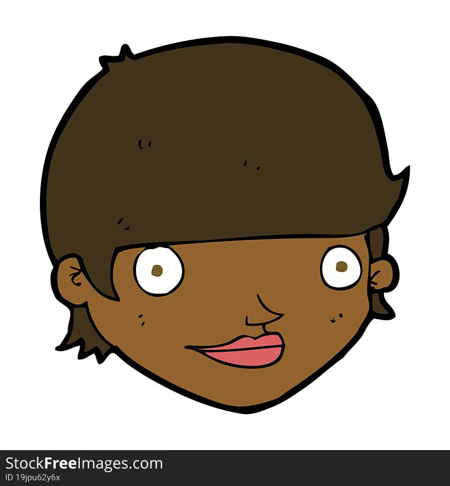 cartoon happy female face