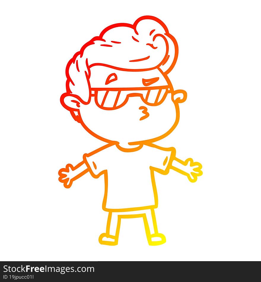 warm gradient line drawing cartoon cool guy