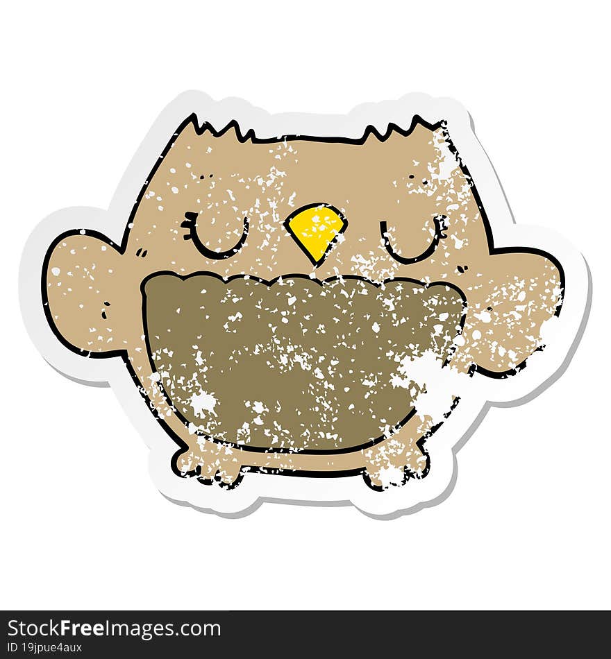 distressed sticker of a cartoon owl