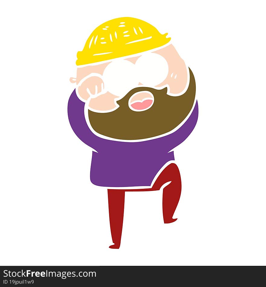 flat color style cartoon surprised bearded man