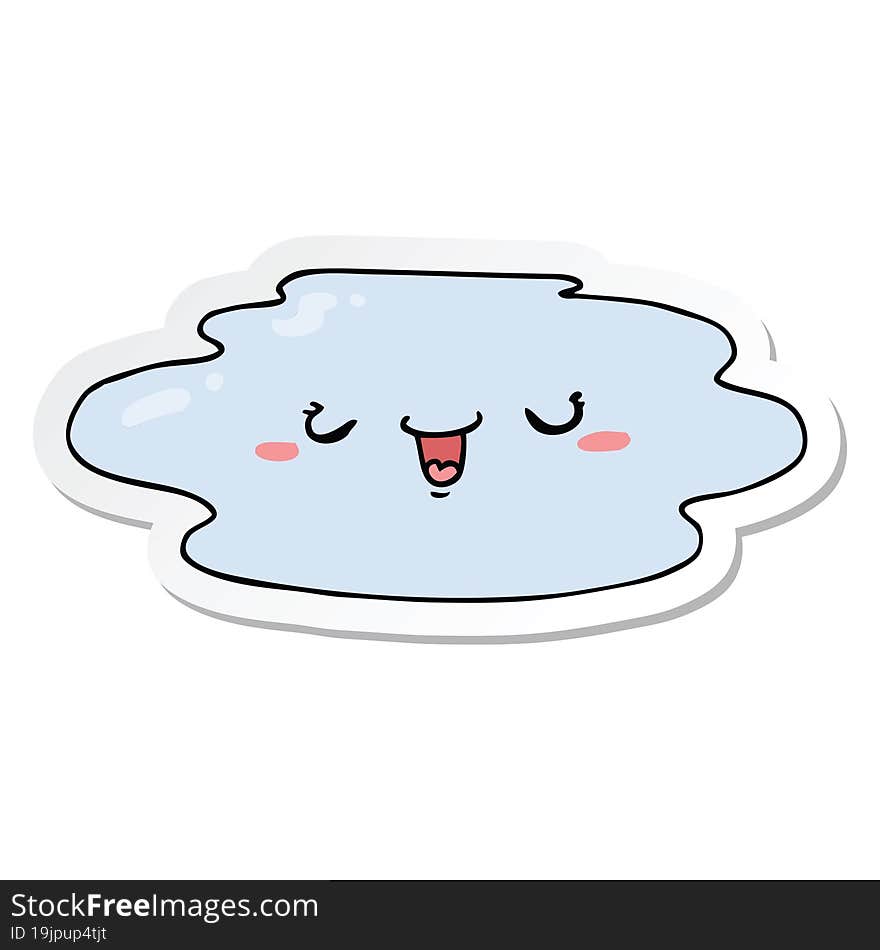 sticker of a cartoon puddle with face