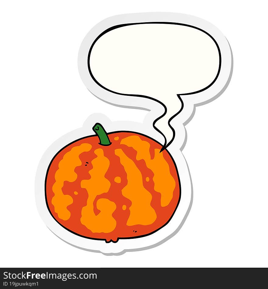 cartoon melon and speech bubble sticker