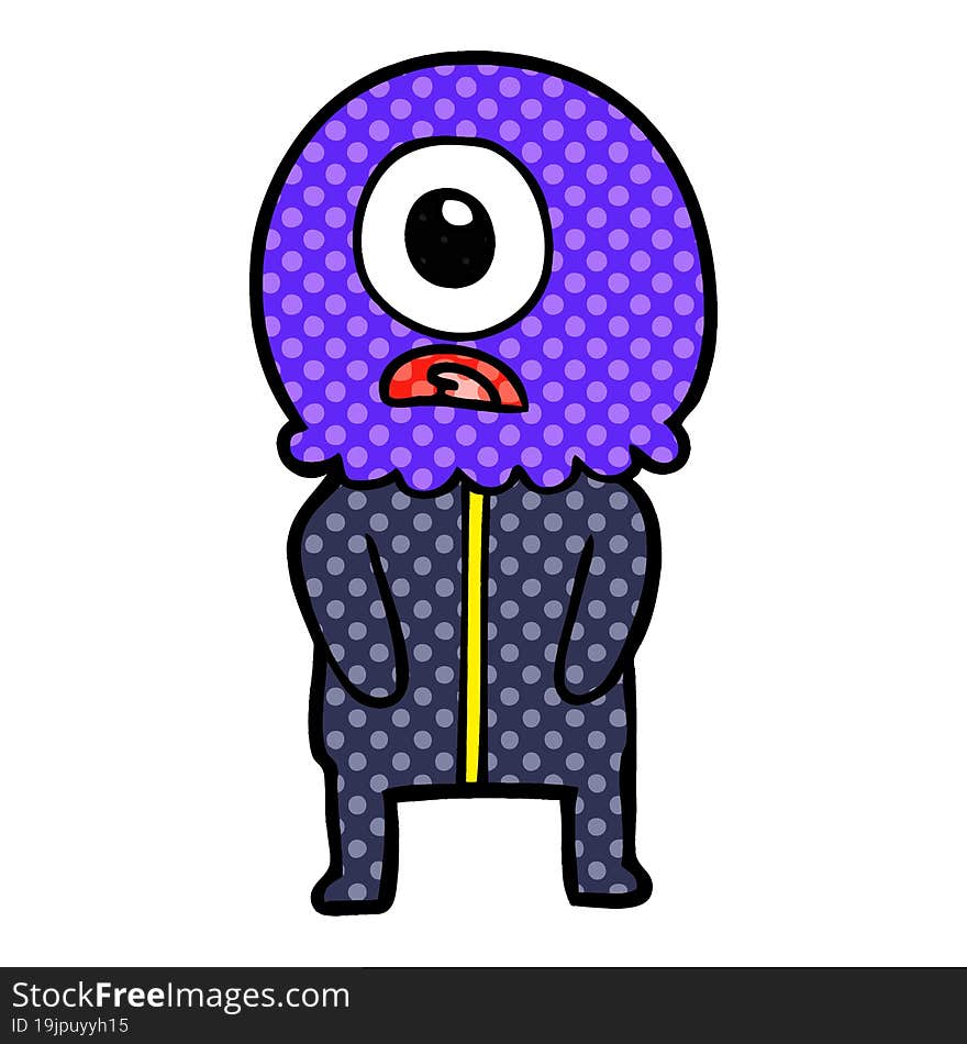 cartoon cyclops alien spaceman. cartoon cyclops alien spaceman