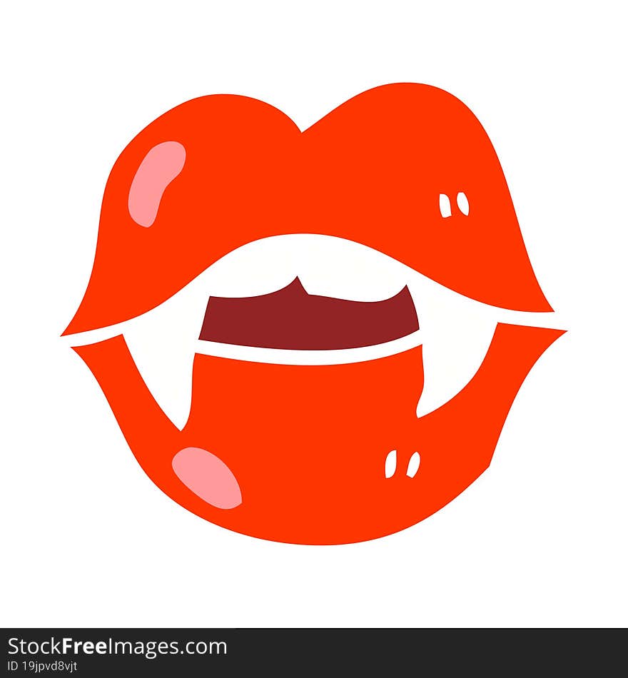 flat color illustration cartoon vampire mouth