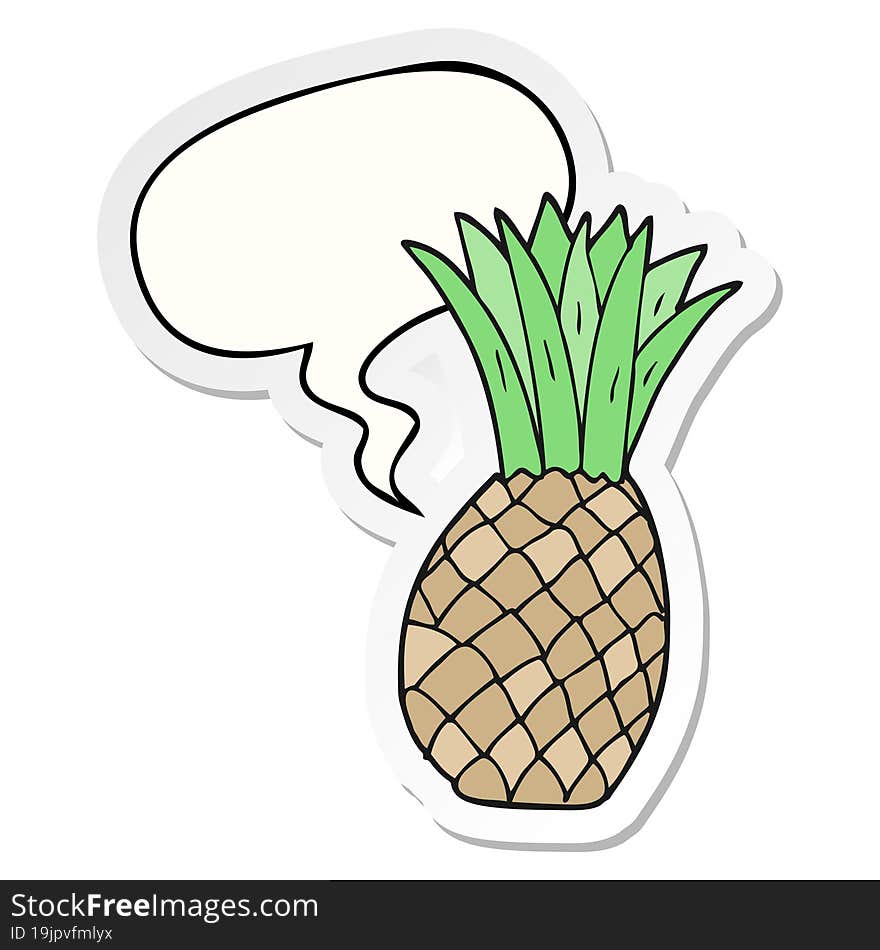 cartoon pineapple and speech bubble sticker