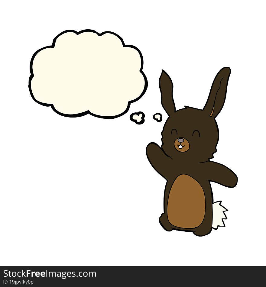 Cartoon Happy Rabbit With Thought Bubble