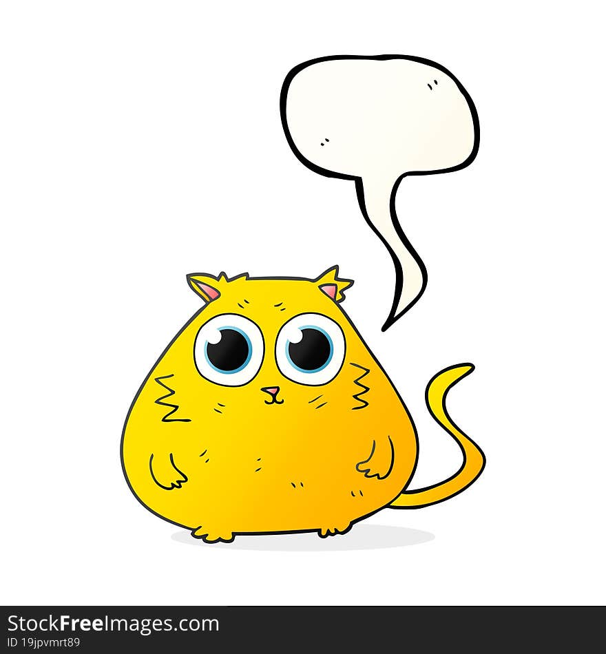 speech bubble cartoon cat with big pretty eyes