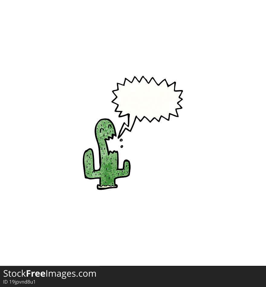 cartoon cactus with speech bubble