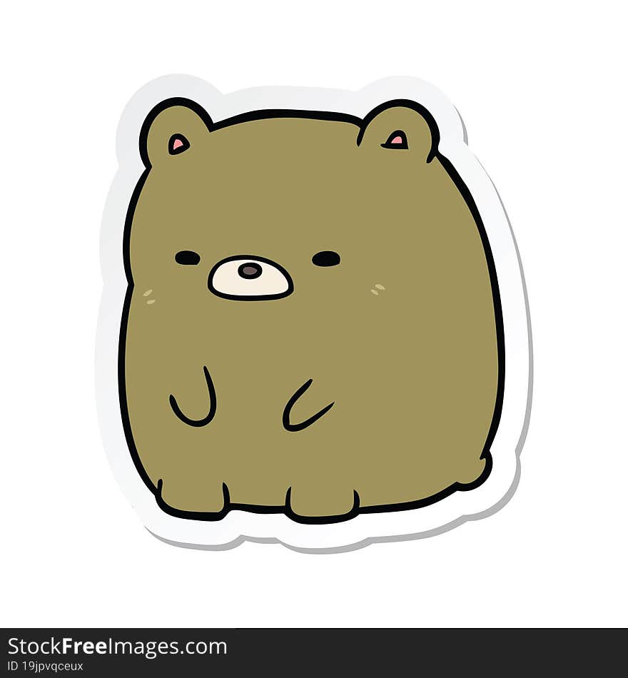 Sticker Of A Cartoon Sad Bear