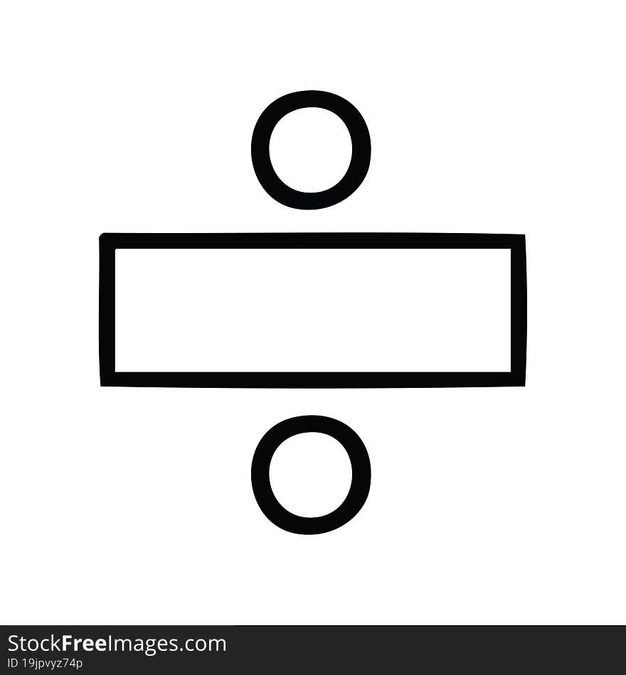 line drawing cartoon of a division symbol