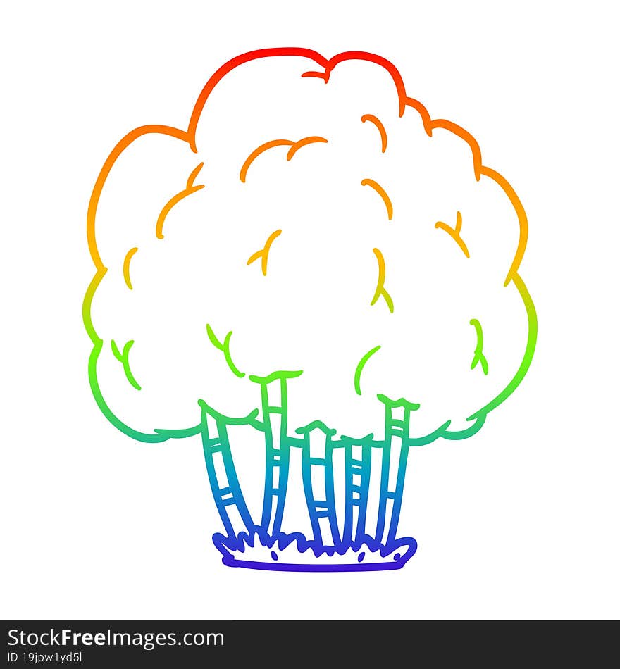 rainbow gradient line drawing of a Cartoon tree