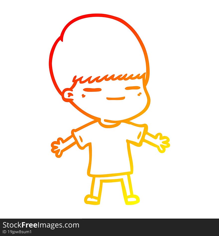 warm gradient line drawing cartoon smug boy