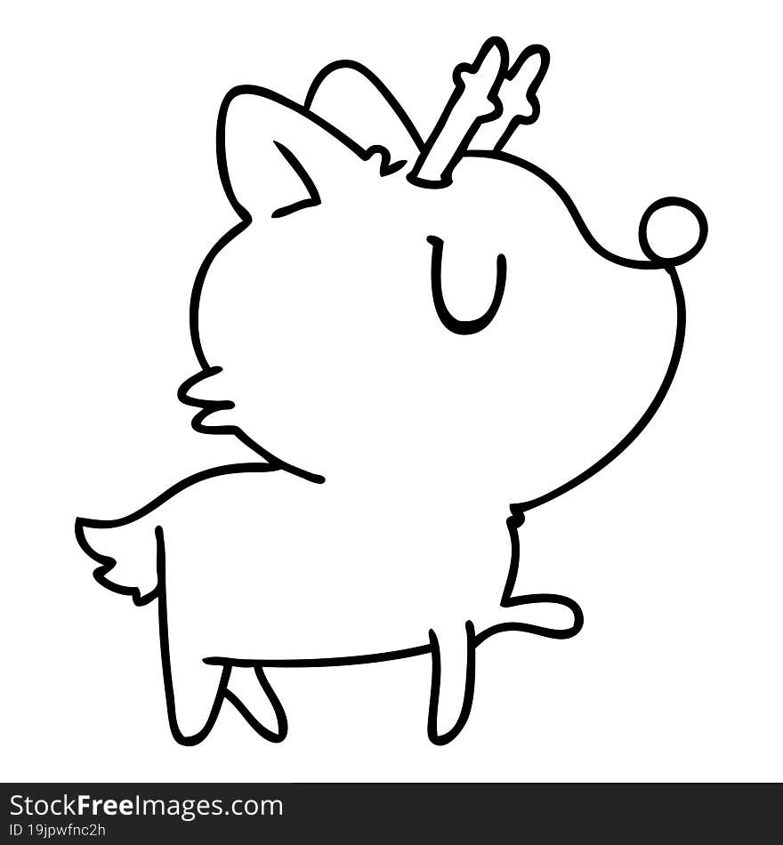 line drawing of  kawaii cute deer