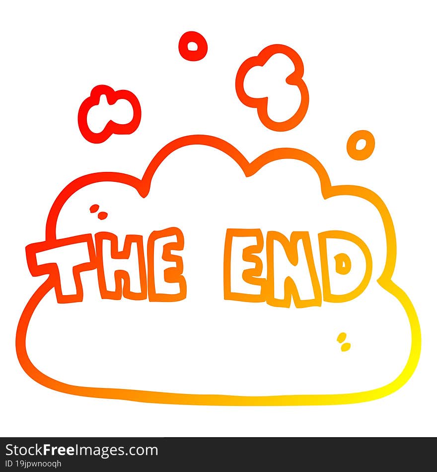 warm gradient line drawing cartoon wording the end