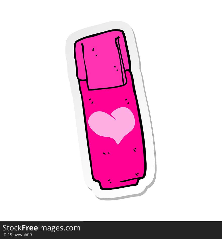 sticker of a cartoon pink felt tip pen